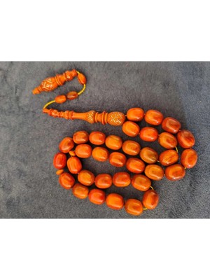 Deniz Ergen Tesbih Gergedan Ağacı Tespih 12 x 9 Yumurta Kesim Kahverengi Tesbih