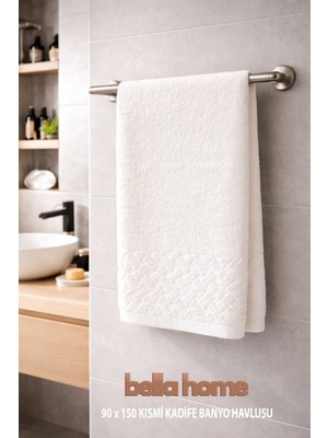 Bella Home 90X150 cm Kısmi Kadife Banyo Havlusu | 1 Adet | %100 Pamuk | Yumuşak Dokulu | Zarif & Konforlu