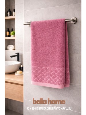 Bella Home 90X150 cm Kısmi Kadife Banyo Havlusu | 1 Adet | %100 Pamuk | Yumuşak Dokulu | Zarif & Konforlu