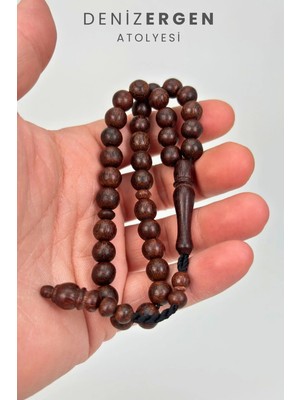 Deniz Ergen Tesbih Sertifikalı Demir Hindi Ağacı Sistem Püsküllü 8 x 9 Basık Küre Tesbih