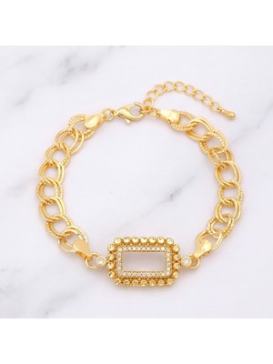 ferizz altın kaplama  gram çerçeve figaro model bileklik blk-1269