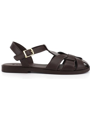 Gönderi(r) Kadın Kahverengi  Cırt Bantlı Burnu Kapalı Sandalet