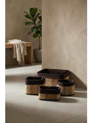 Acar Bambu 4'lü Sepet Seti Açık Kahve