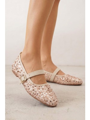 Nstil Günlük Kadın Babet Bantlı Lastik Tokalı Pul Detaylı Rahat Ev Iş Ofis Ayakkabısı 485