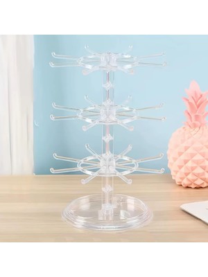 Microcase 3 Katlı Geniş Kapasiteli 360 Derece Döner Başlıklı Takı Aksesuar Standı AL5460