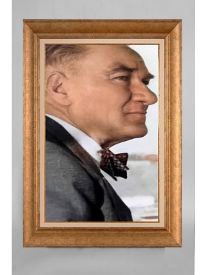 Giyense Altın Varaklı Çerçeveli Paspartulu Atatürk Tablo S5E820