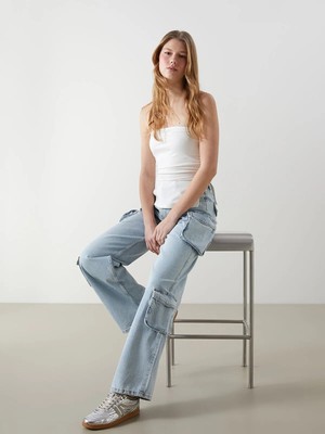 Lc Waikiki Yeni Sezon Wideleg Kadın Kargo Jean Pantolon