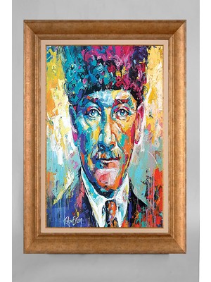 Giyense Altın Varaklı Çerçeveli Paspartulu Atatürk Tablo S5E289