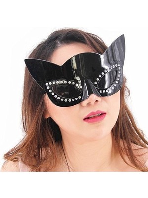 İlkyaz Fashion Siyah Renk Siyah Camlı Kedi Şekilli Parti Gözlüğü 20X11 cm