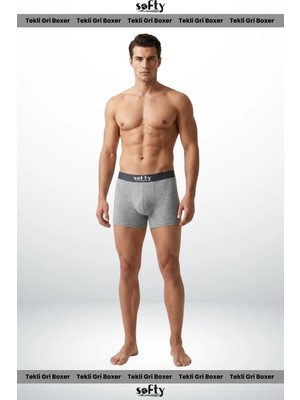 Softy Pamuk Penye Erkek Boxer – Premium Pamuk, Nefes Alan, Likralı Gri M