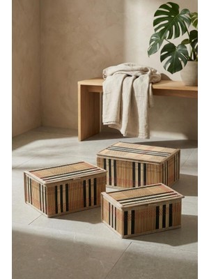 Acar Kapaklı Bambu Sepet Kahverengi