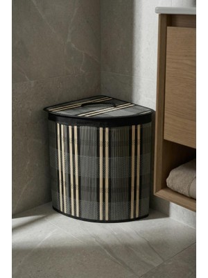 Acar Bambu Köşelik Katlanabilir Yeşil Çamaşır Sepeti