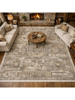 Luxess Halı Roma 1129 Gri Krem Modern Salon Halısı