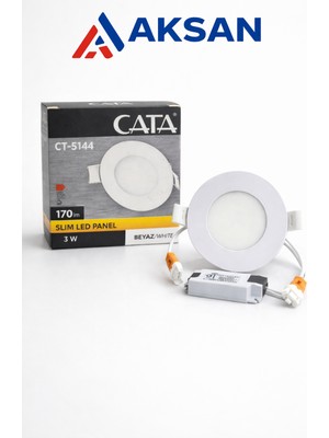 Cata CT-5144 3’lü Set Ultra Slim LED Panel 3W 170 Lm 6400K Soğuk Beyaz 160° - 7 cm Uyumlu Spot (3 Adet)