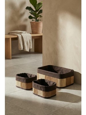 Acar Bambu 3 'lü Sepet Seti Açık Kahve