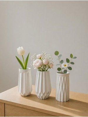 Bvinan Modern Geometrik Dekoratif Vazo Seti– Minimal Şıklık