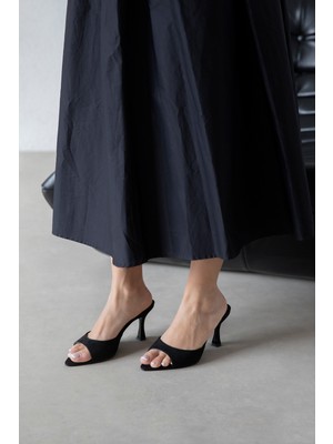 Straswans Franco Kadın Topuklu Süet Sandalet Siyah