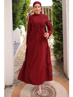 inStyle Yandan Fermuar Detaylı Modal Bordo Elbise