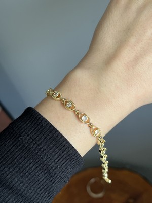 Yeknova Xuping 14 K Gold Renginde Kuyumcu Işçiliği Damla Model Zirkon Taşlı Kararmaz Kadın Bileklik