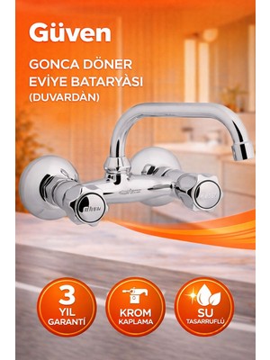 Güven Gonca Döner Eviye Bataryası (Duvara Monte)