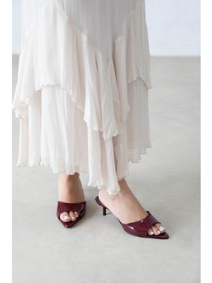 Straswans Randall Kadın Topuklu Rugan Sandalet Bordo