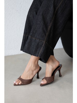 Straswans Franco Kadın Topuklu Süet Sandalet Kahve