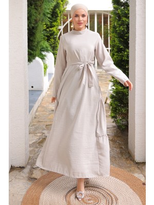 inStyle Yandan Fermuar Detaylı Modal Taş Elbise