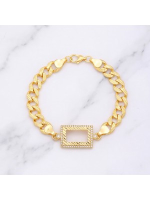 ferizz altın kaplama  gram çerçeve figaro model bileklik blk-1268