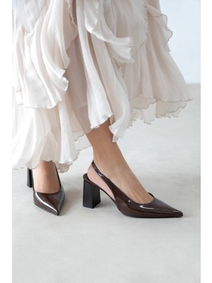 Straswans Vera Kadın Rugan Topuklu Ayakkabı Kahve