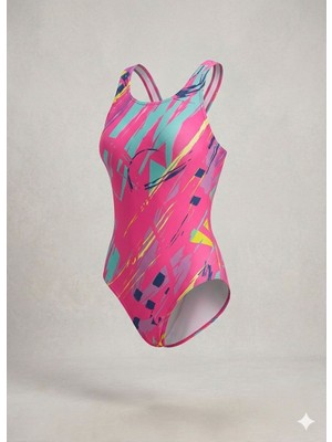 Karacan Desenli Kadın Yüzücü Mayo