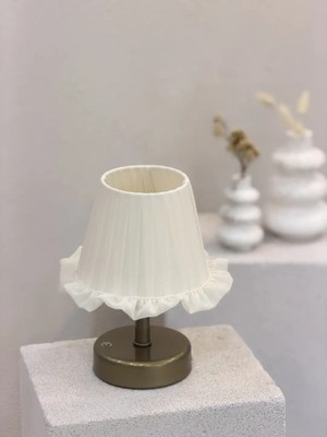 Maison Avf Osmanlı Ipeği Fırfırlı Kablosuz Şarjlı Masa Lambası – Alt Eskitme Gold