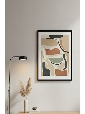 Safir Design Bej ve Kiremit Renkli Minimalist Çerçeveli Dekoratif Tablo