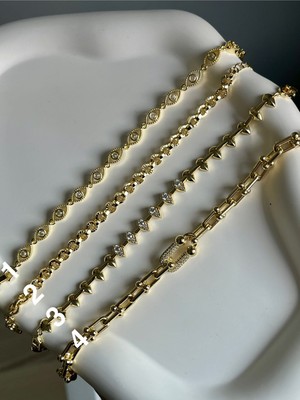 Yeknova Xuping 14K Gold Renginde Damla Model Zirkon Taşlı Kararmaz Kadın Bileklik(3numara)