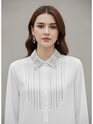 Rabiossa Kadın Yaka Taşlı Gömlek