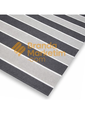 Branda Marketim Pamuklu Balkon Brandası/antrasit-Gri Çizgili