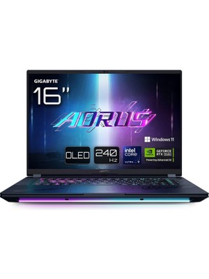 Gigabyte Gıgabyte Aorus Master 16 Byh Gaming Notebook, 16" OLED Wqxga (2560×1600) 240Hz, Intel Core Ultra 9 275HX, Nvıdıa Geforce Rtx 5080 16GB Gddr7 175W, 32GB Ram, 1tb Ssd, Windows 11 Pro, Ingilizce Klavye