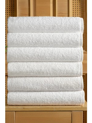 DNZGÜLCAN 6'lı Beyaz %100 Pamuk 70X140 cm Otel - Spa Banyo Havlu Seti - Ekstra Yumuşak, Süper Emici, Premium