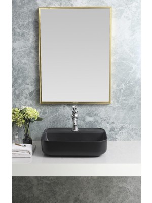 Harmeh Oslo Serisi Tezgah Üstü Çanak Lavabo – Modern Dikdörtgen Tasarım 50X40X13CM