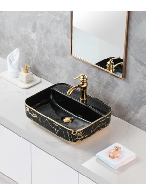 Harmeh Oslo Serisi Tezgah Üstü Çanak Lavabo – Modern Dikdörtgen Tasarım 50X40X13CM