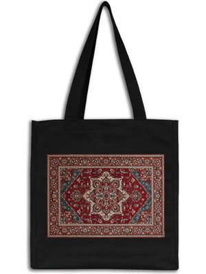 INKD Sanatsal Kanvas Çanta – Geleneksel Halı Kilim Baskılı Tasarım - 35X40X10CM