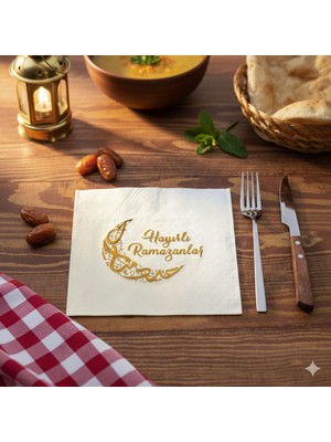 Akıllı Durak Ramazan Temalı Yaldız Baskılı Peçete