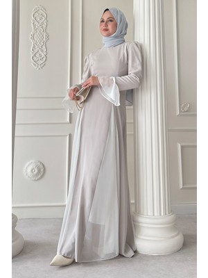inStyle Kolu ve Eteği Tül Detay Taş Elbise