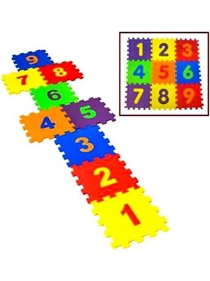 İlk El Grup Ieg™ 9 Parça Büyük Boy Rakamlı Sayılı Sünger Yapılı Oyun Karosu Yer Matı Puzzle Yapboz R