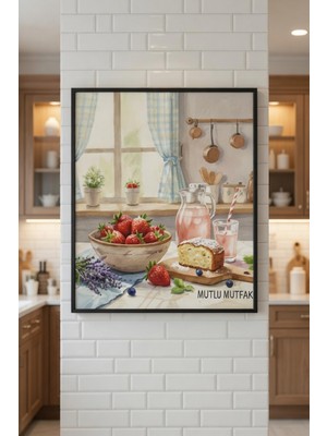 Safir Design Mutlu Mutfak Konseptli Nostaljik Çerçeveli Tablo