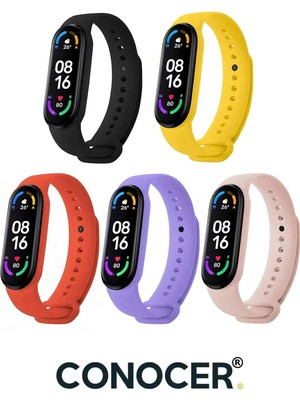 Furenfa Xiaomi Mi Band 5 ve 6 Uyumlu Silikon Yüksek Kalite Kordon Kayış [5'li Set]