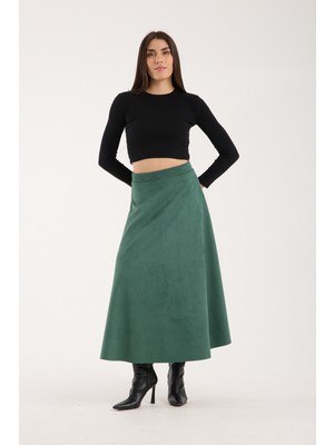 Win Moda Yeni Sezon Mevlana Süet Uzun Kloş Etek Yüksek Bel Lastikli Iç Göstermeyen Mevlana Serisi S/xl 7 Renk