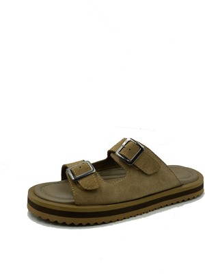 Erkek Hakiki Deri Çift Toka Ayarlanabilir Eva Günlük Terlik