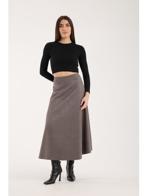 Win Moda Yeni Sezon Mevlana Süet Uzun Kloş Etek Yüksek Bel Lastikli Iç Göstermeyen Mevlana Serisi S/xl 7 Renk