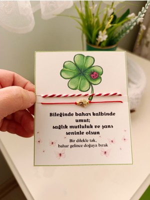 Ghl Story Marteniçka Şans Bilekliği Yonca ve Kırmızı-Beyaz Şans Ipi 10 Adet