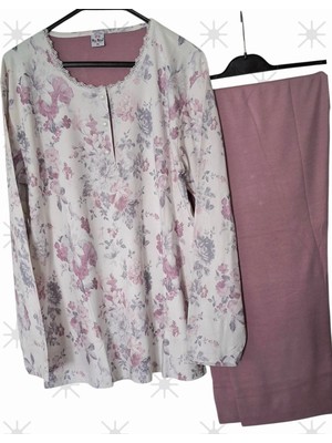 Miss Melina Büyük Beden % 100 Pamuk Uzun Kol Kadın Pijama Takımı